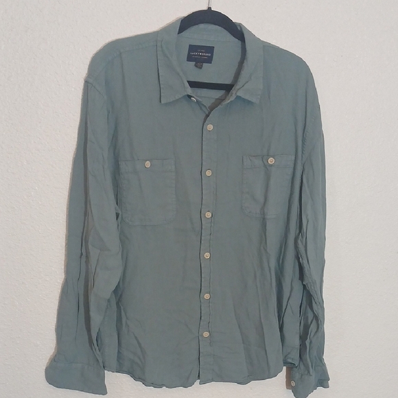 Make Offer! Lucky Brand Green Casual Button Down Shirt "Accepting Decent Offer" - Picture 1 of 3